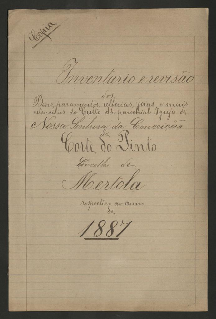 Inventário da igreja de Corte do Pinto do ano de 1887